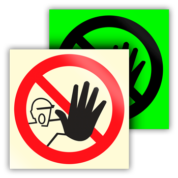 Знак P06 «Доступ посторонним запрещен» (фотолюминесцентный пластик ГОСТ 34428-2018, 125х125 мм)